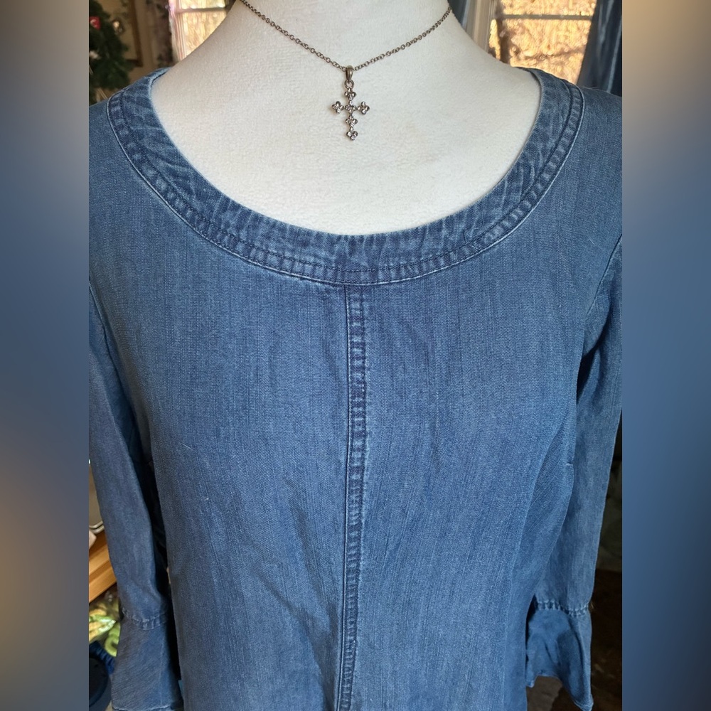 👖Cato Indigo Denim Jean Bell Sleeve Dress - Picture 13 of 15
